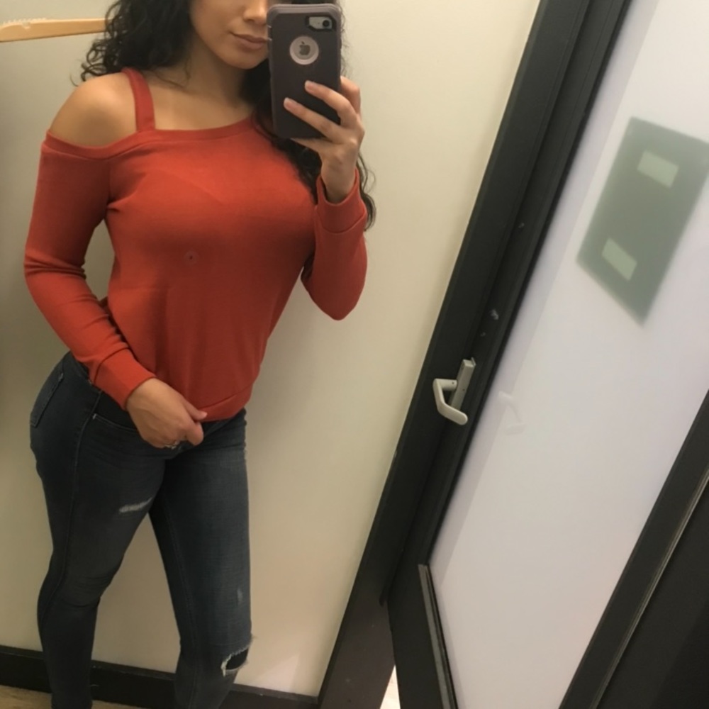 Burnt Orange Asymmetrical Long Sleeve